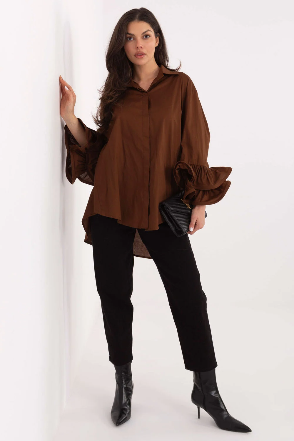 Chemise manche longue brune – Image 2