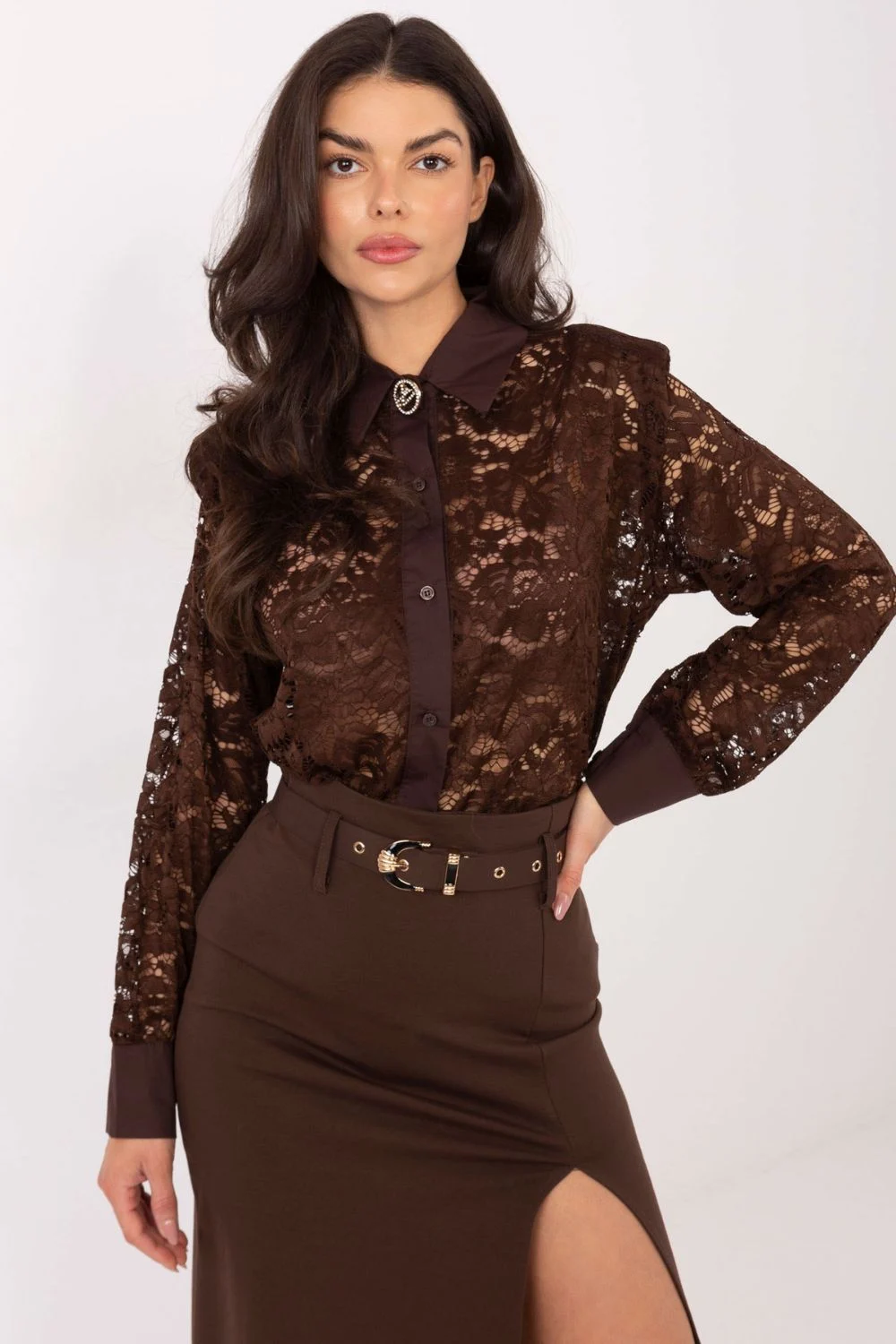 Chemise manche longue brune – Image 4
