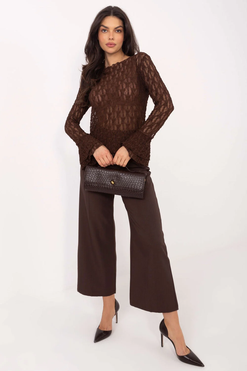 Blouse en dentelle brun – Image 2