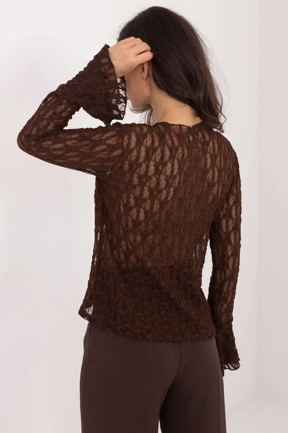 Blouse en dentelle brun – Image 3