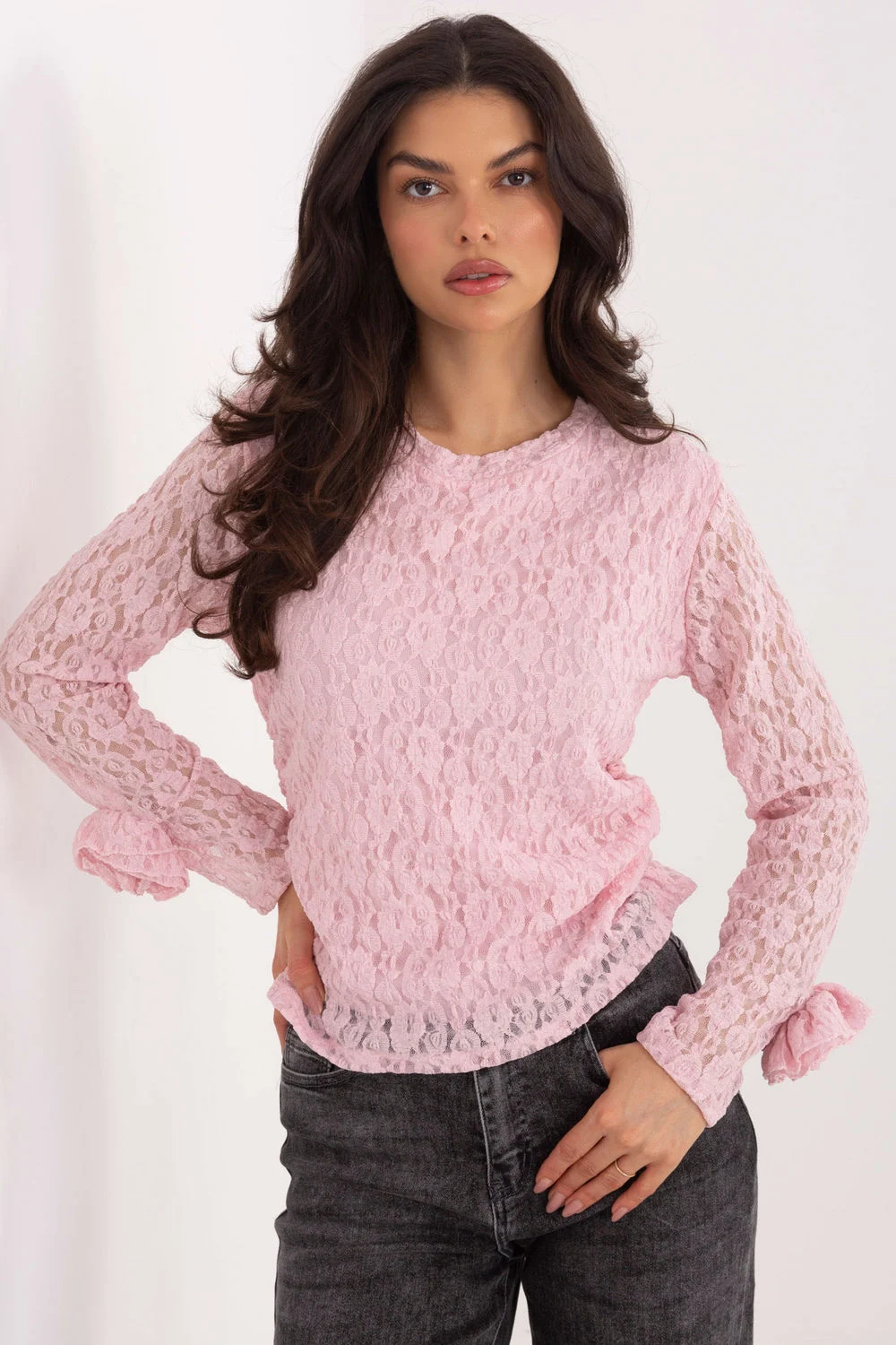 Blouse en dentelle rose
