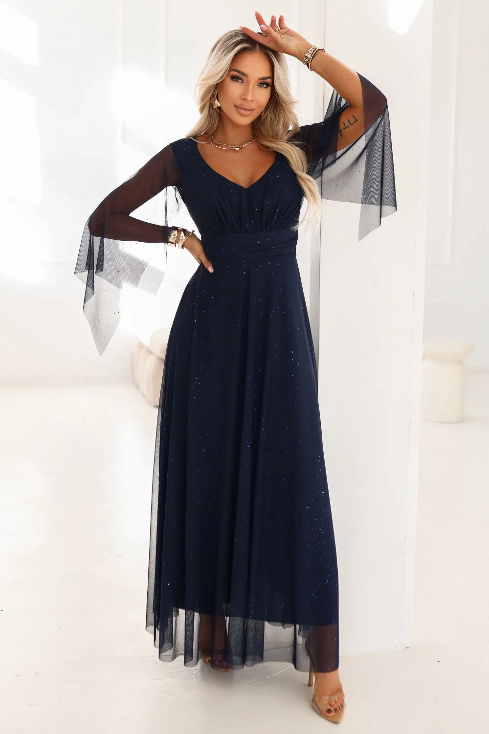 Robe longue bleue marine
