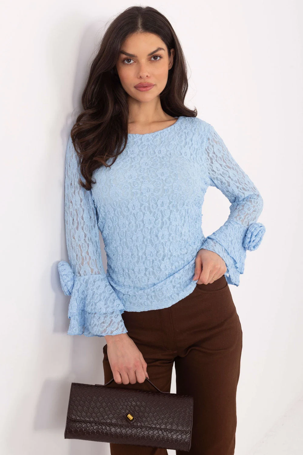 Blouse en dentelle bleu