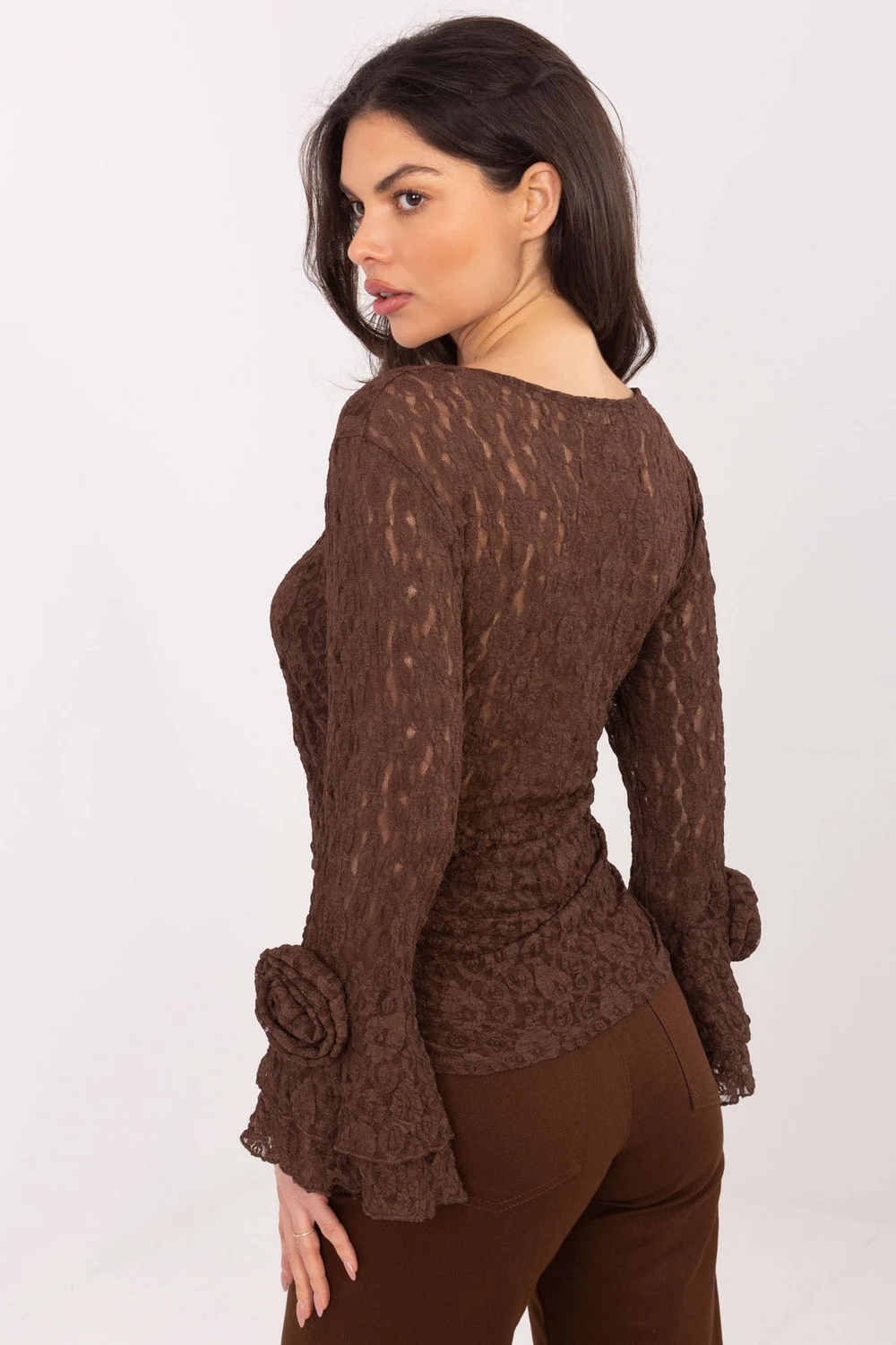 Blouse en dentelle brun – Image 3