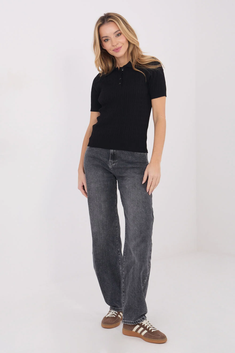 Pull à manches courtes noir – Image 2