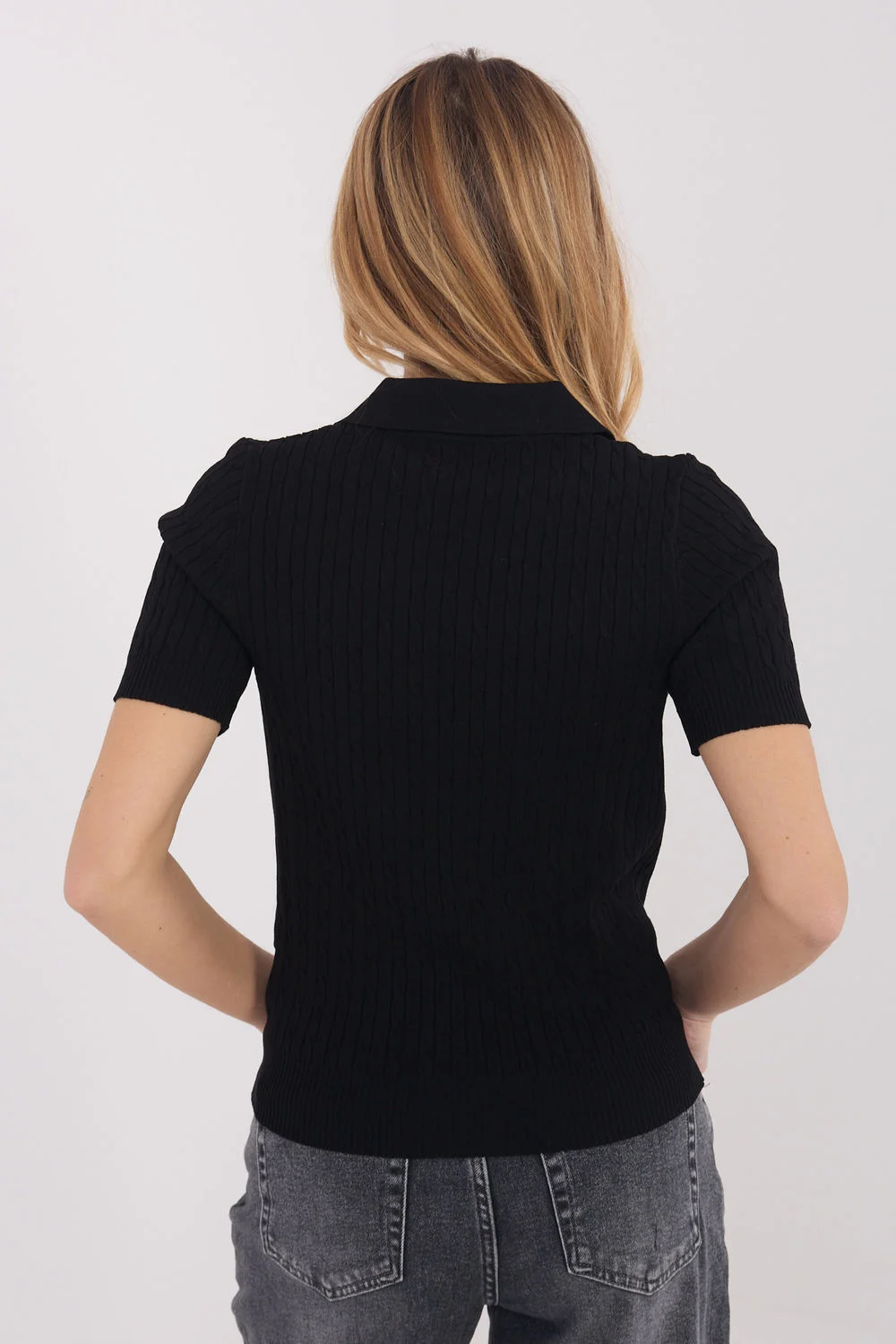 Pull à manches courtes noir – Image 3