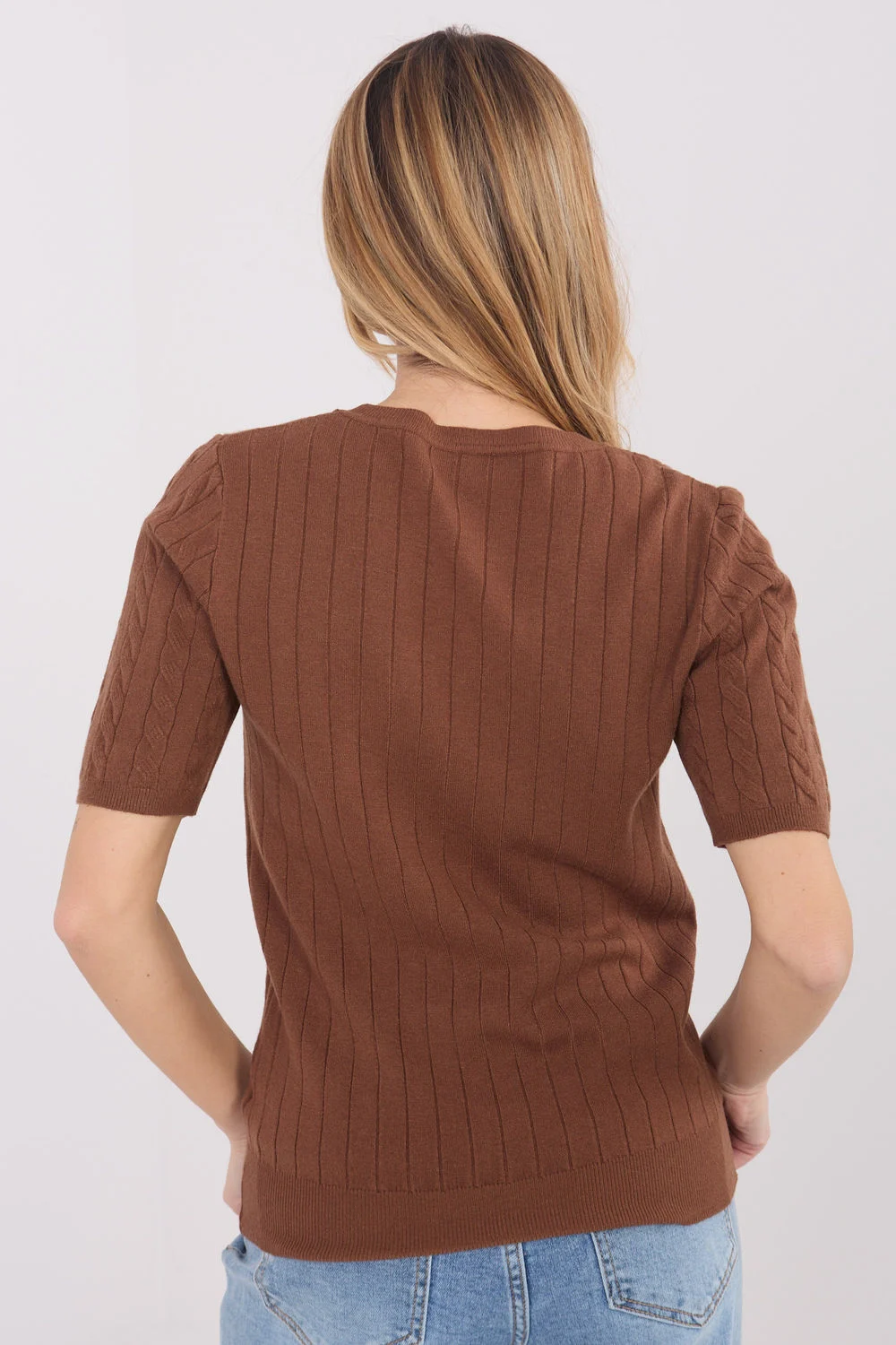 Pull à manches courtes brun – Image 3