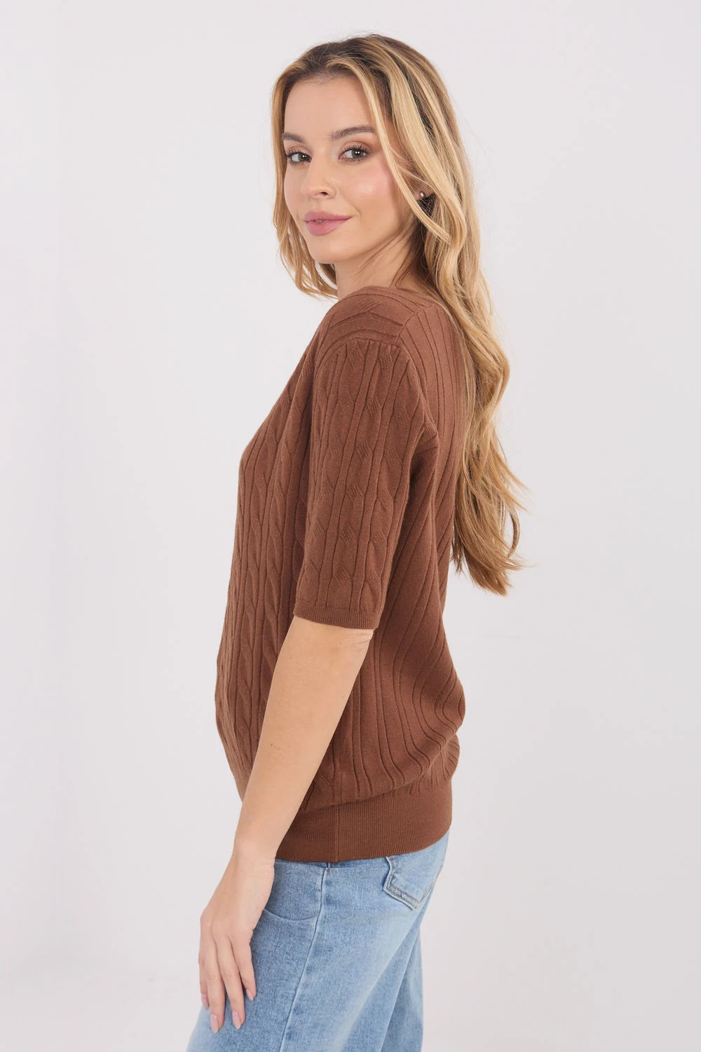 Pull à manches courtes brun – Image 2