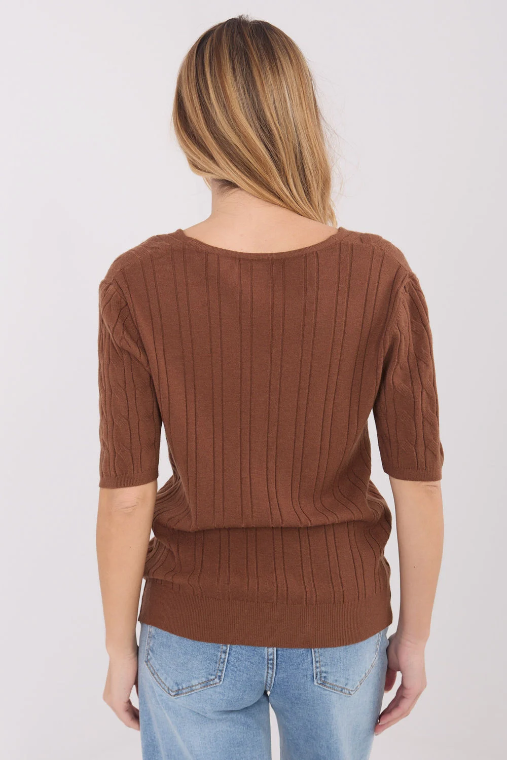Pull à manches courtes brun – Image 3