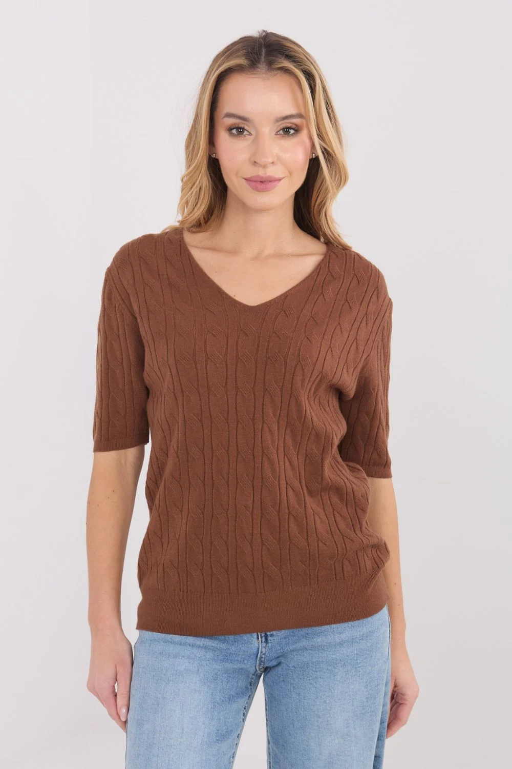 Pull à manches courtes brun – Image 4