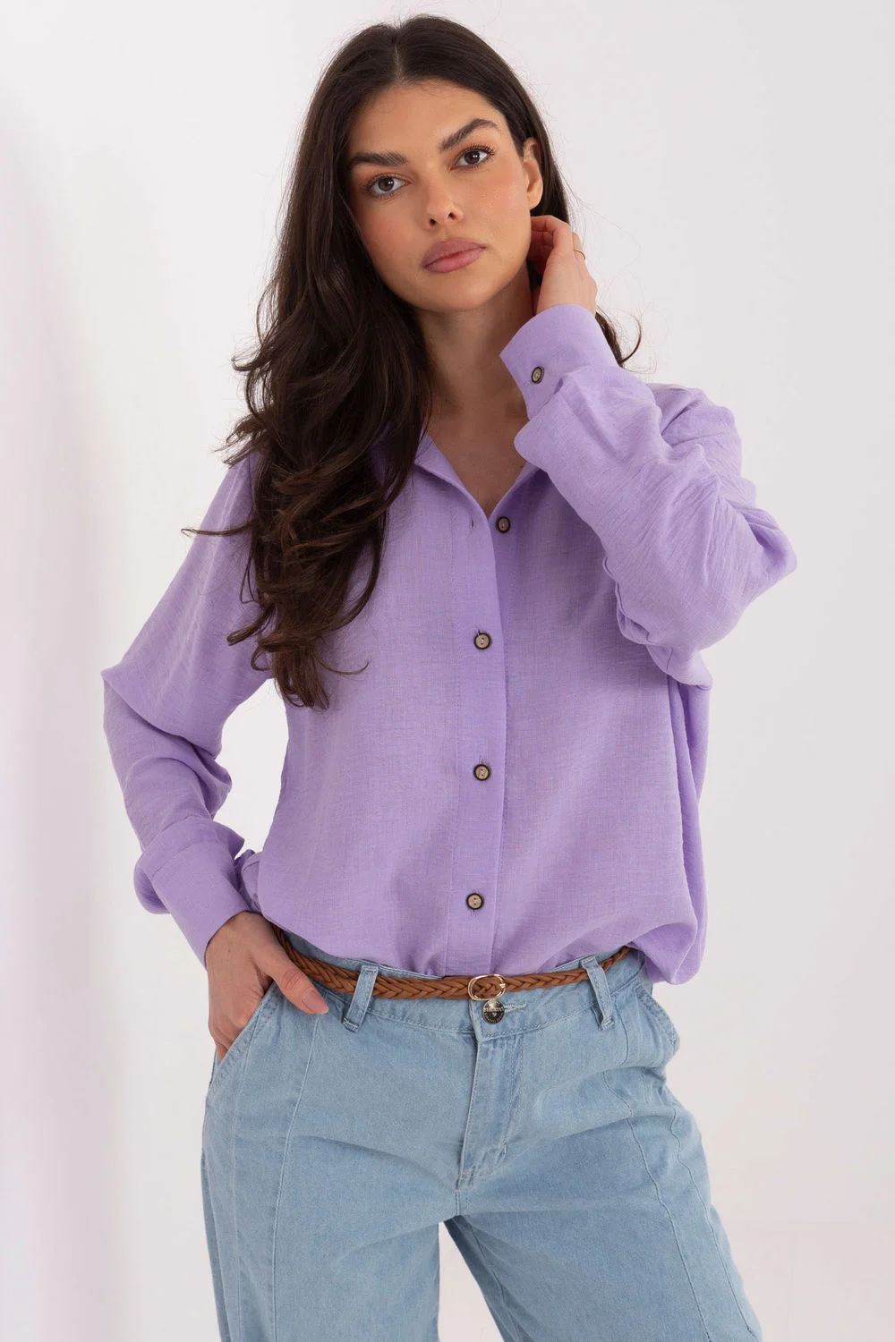 Chemise manche longue violette