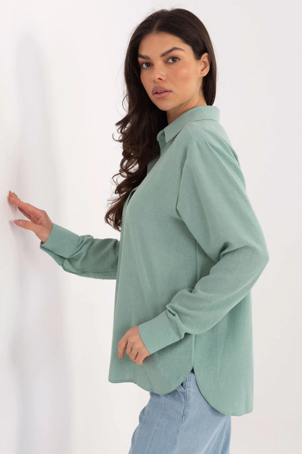 Chemise manche longue verte – Image 2
