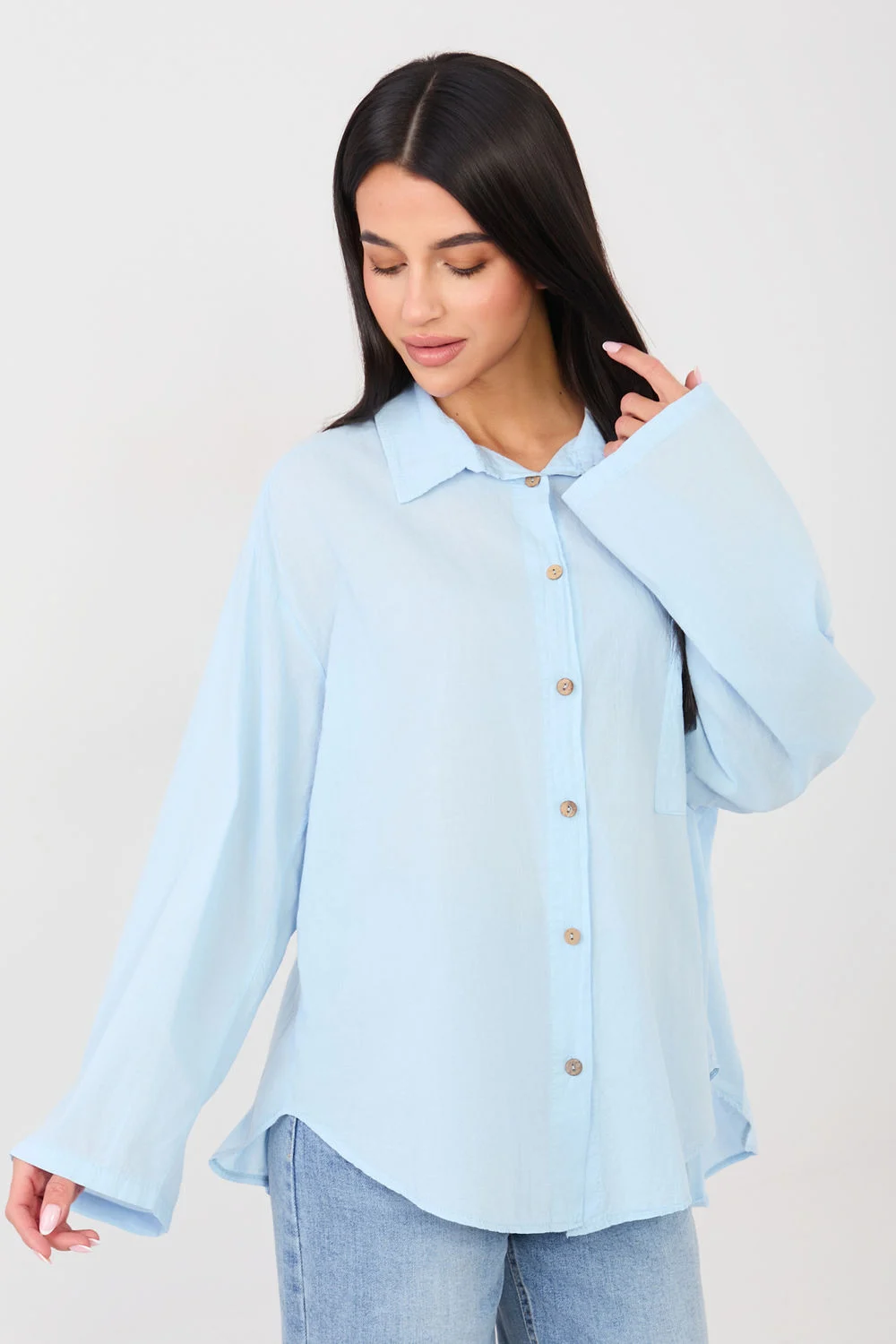 Chemise manche longue bleue