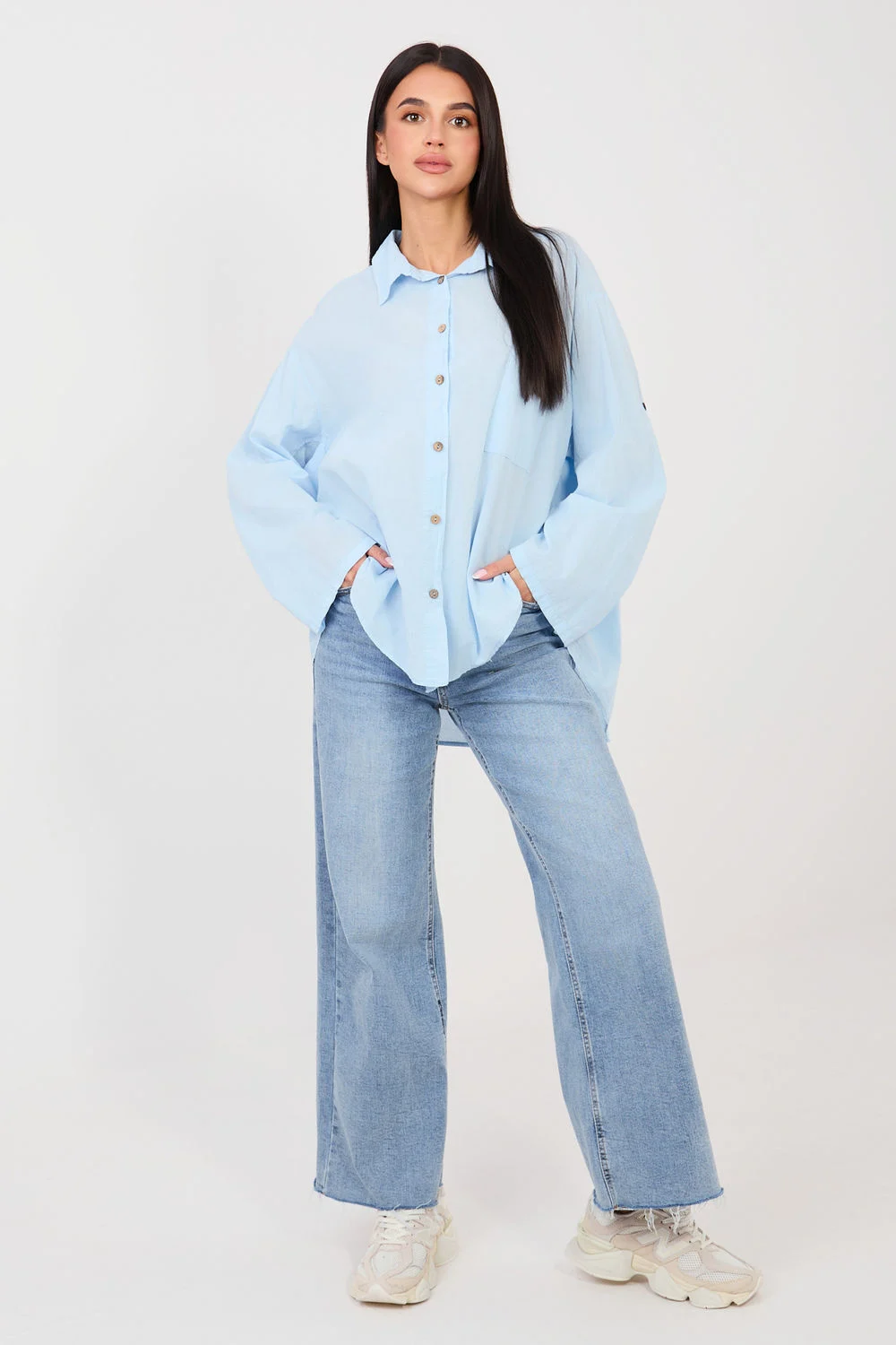 Chemise manche longue bleue – Image 2