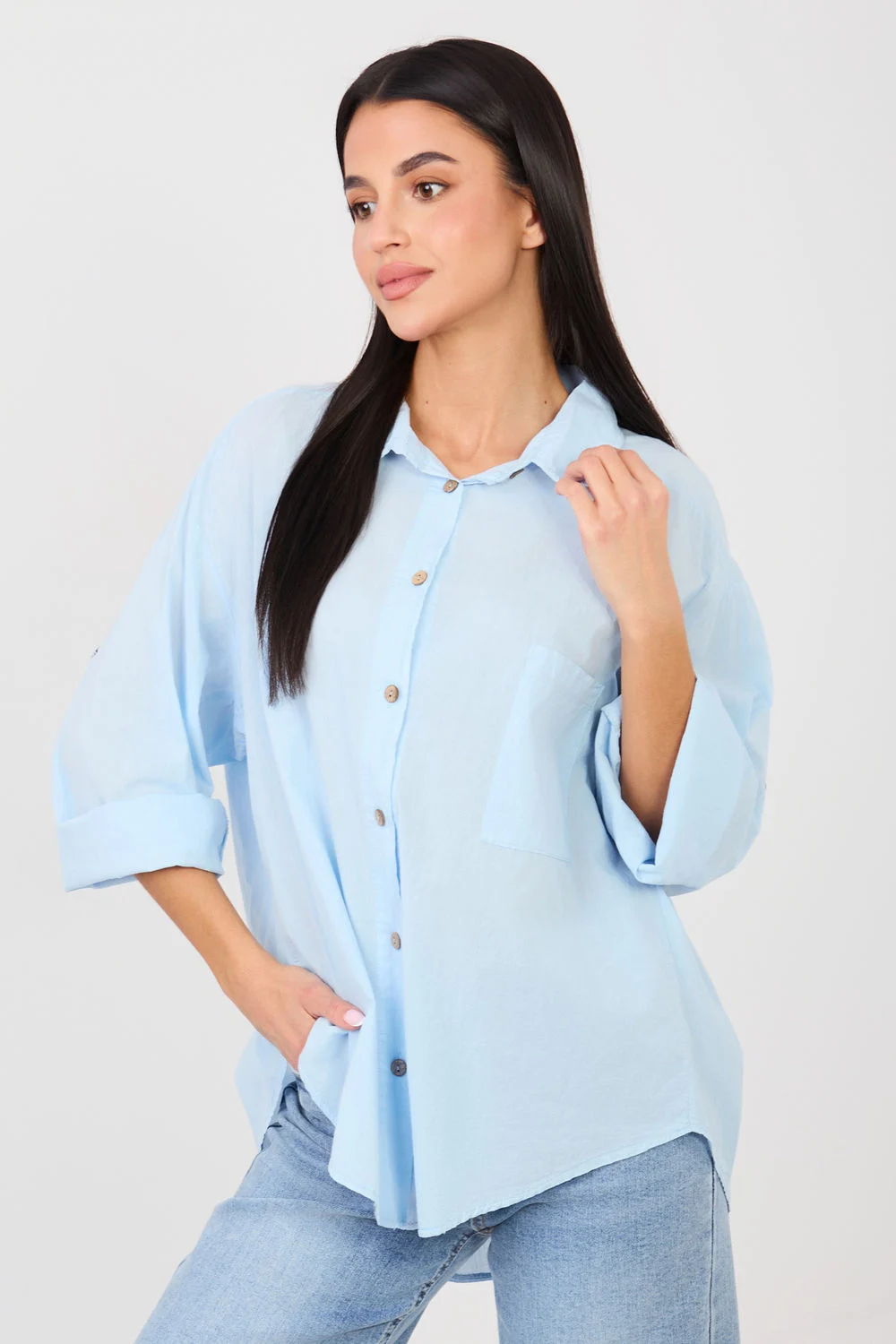 Chemise manche longue bleue – Image 3