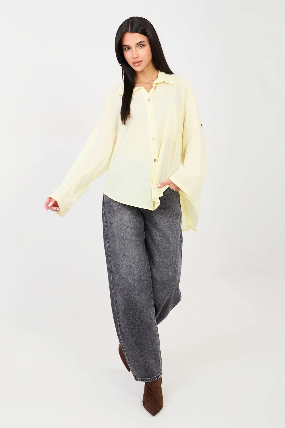 Chemise manche longue jaune – Image 2