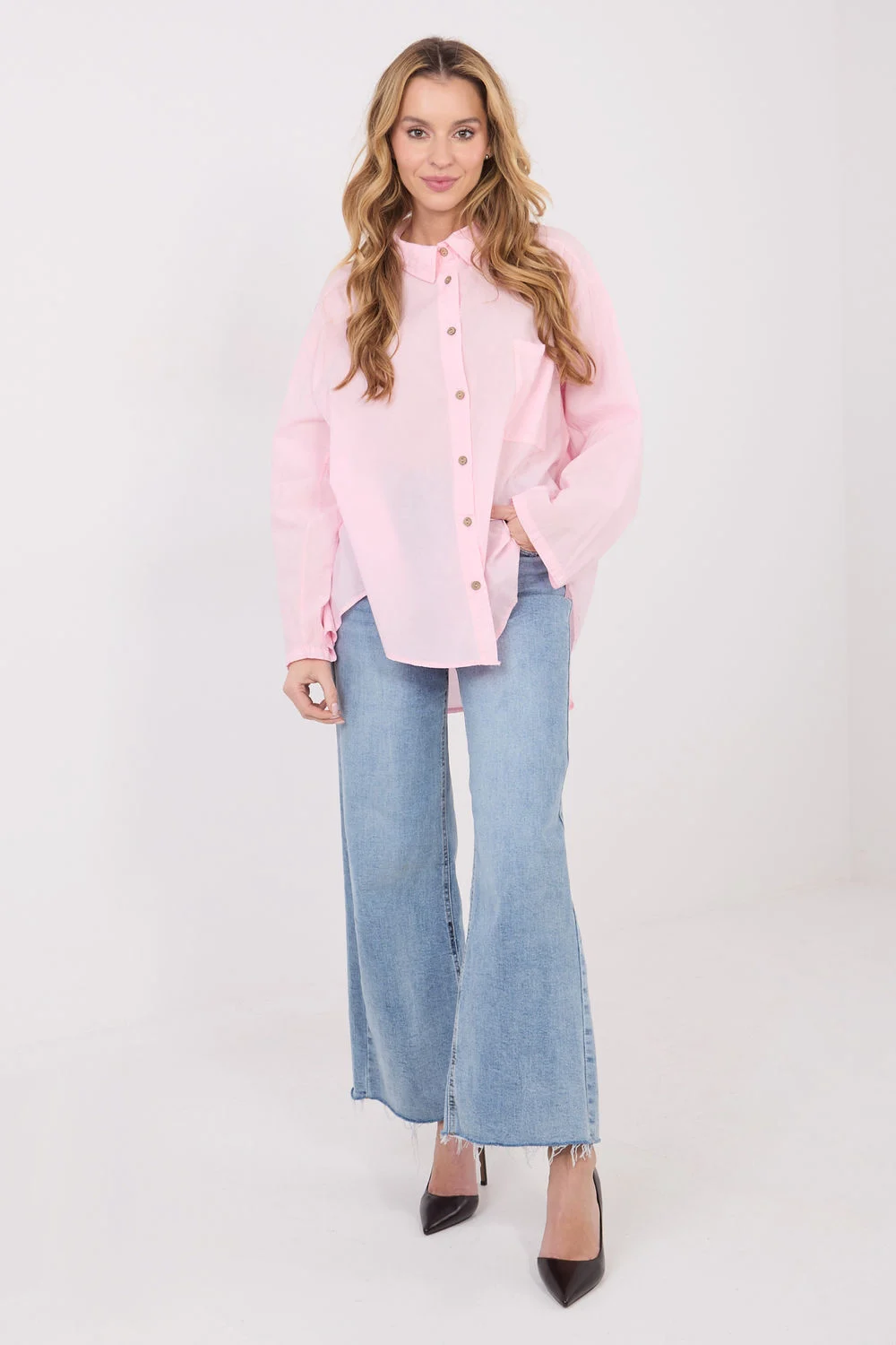 Chemise manche longue rose – Image 2