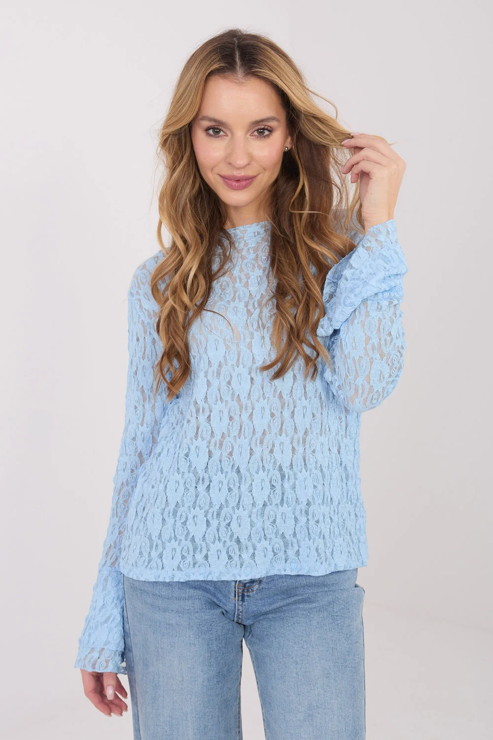 Blouse en dentelle bleu