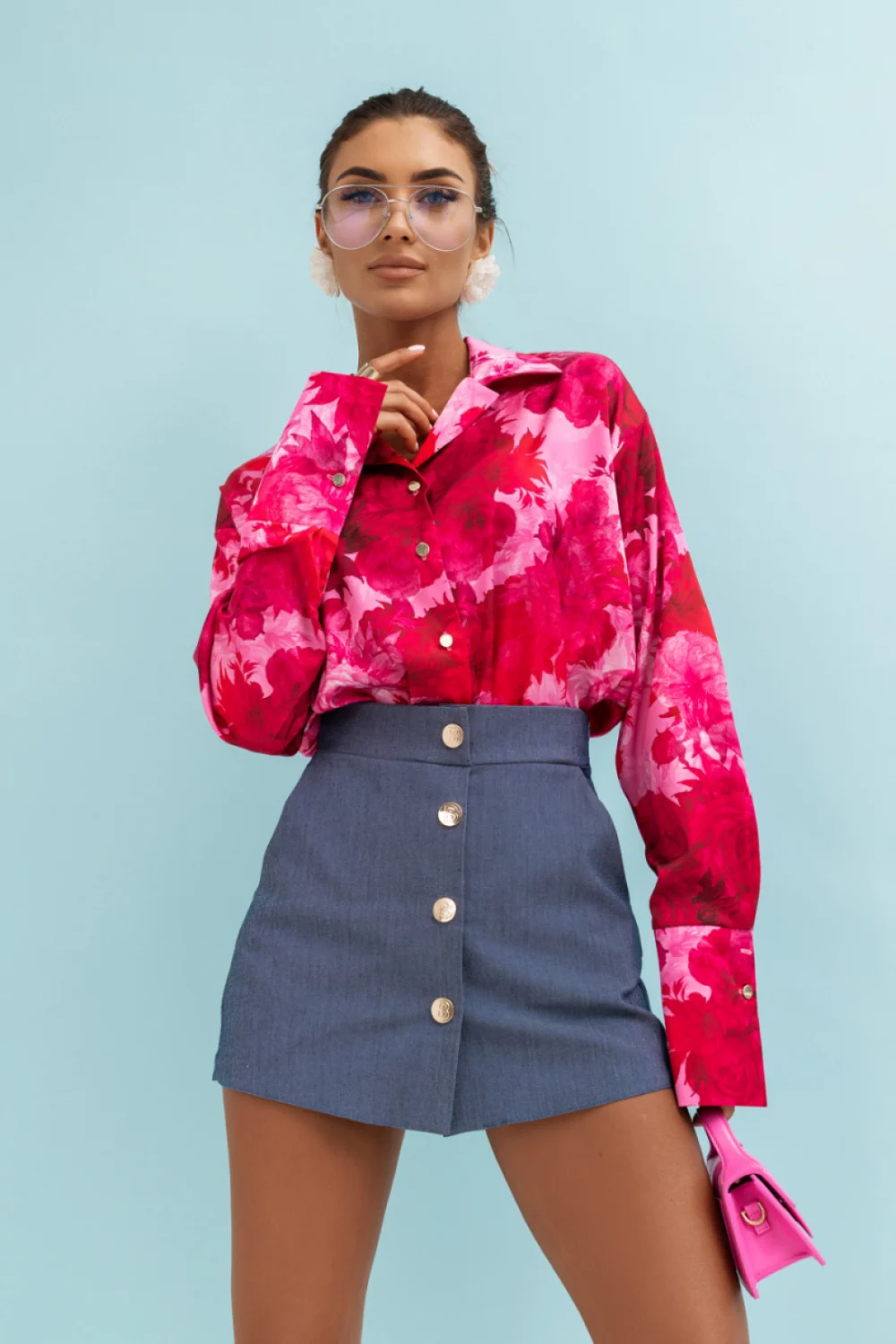 Chemise manche longue rose