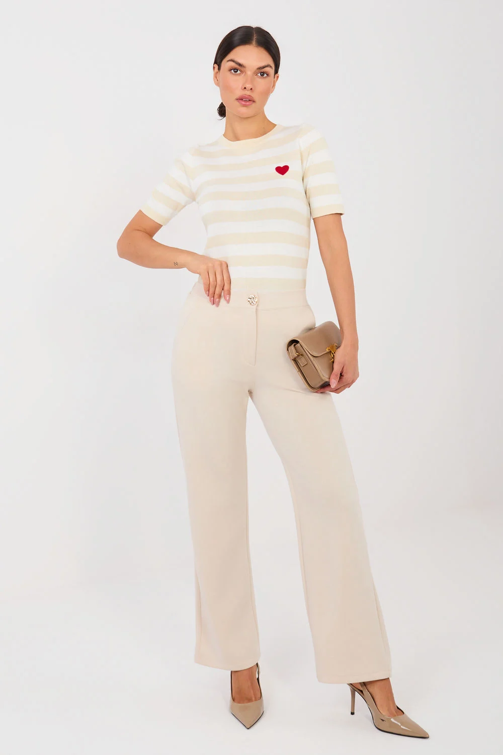 Pantalon femme beige