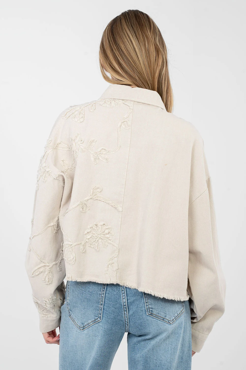 Veste en jean beige – Image 3