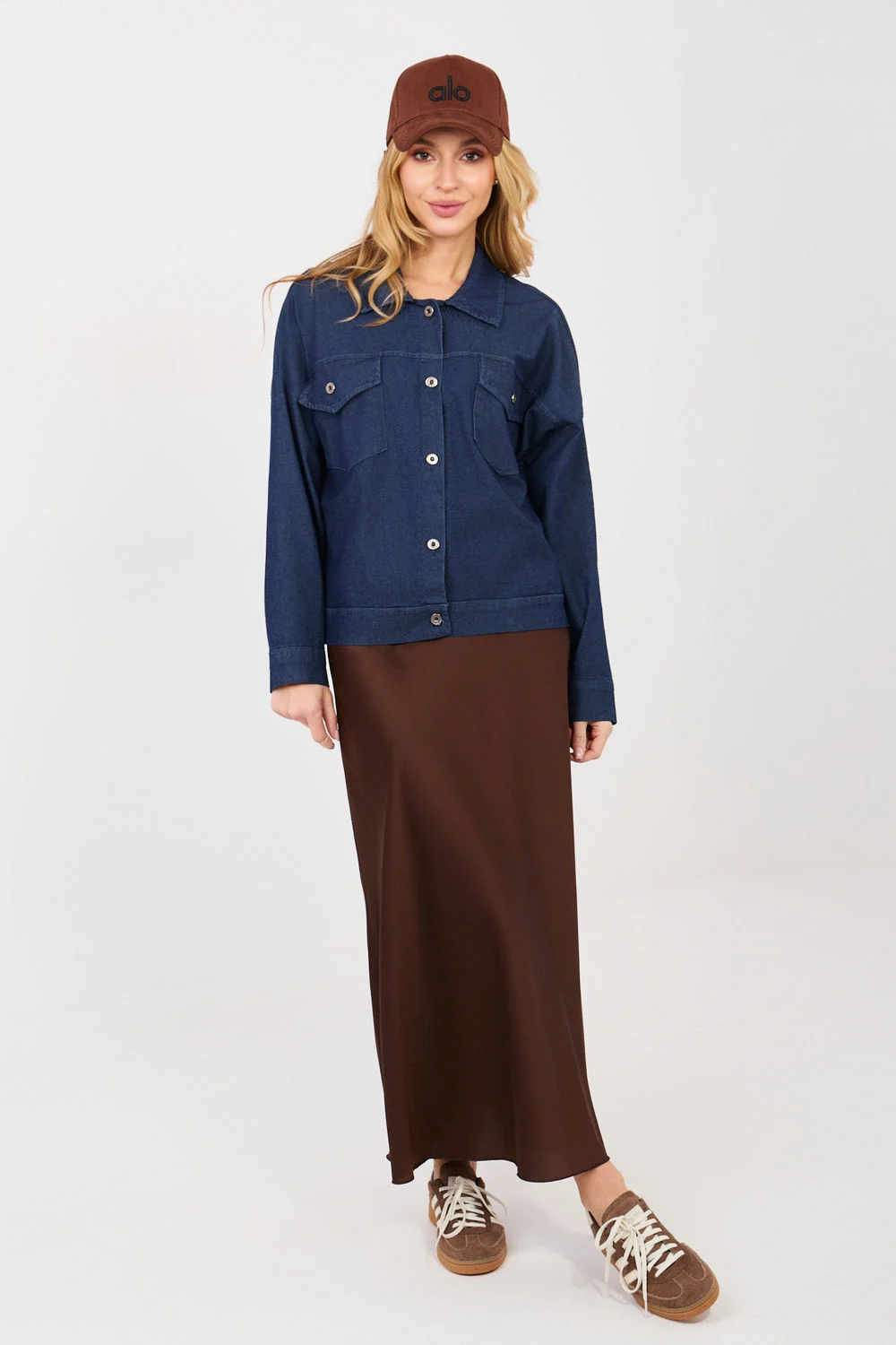 Veste en jean bleu marine