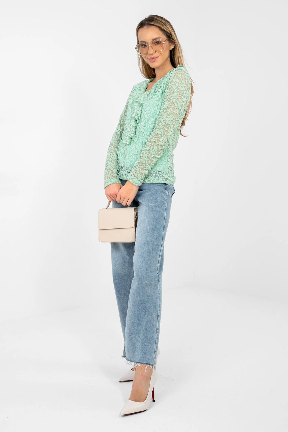 Blouse en dentelle vert – Image 2