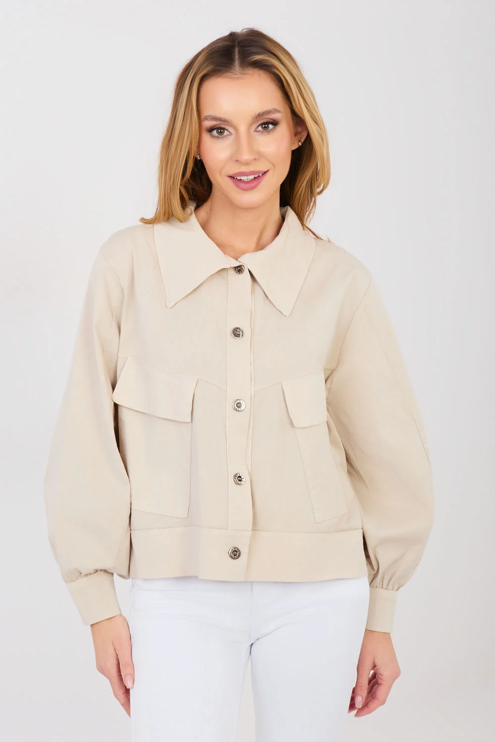 Chemise manche longue beige