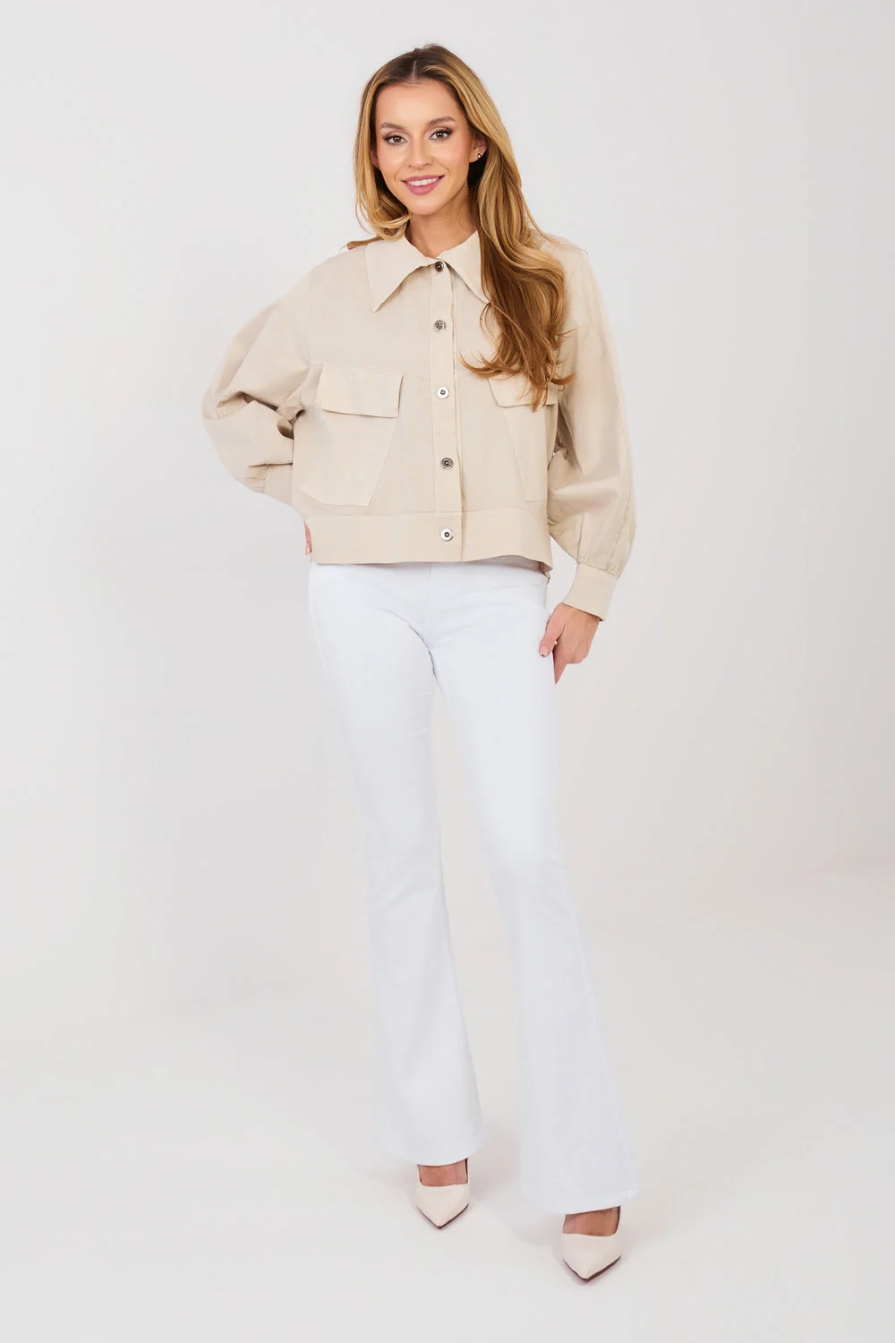 Chemise manche longue beige – Image 2