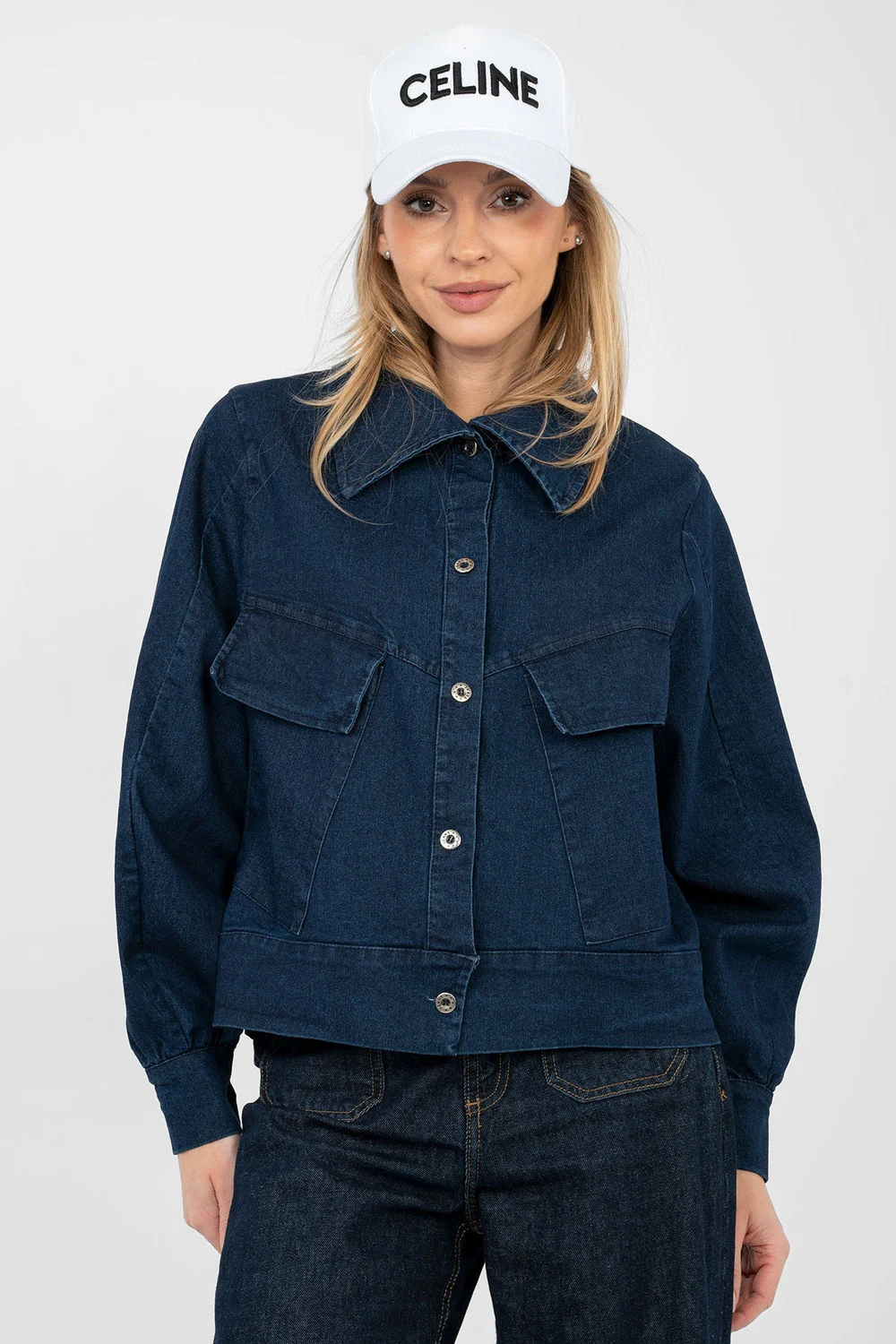 Veste en jean bleu marine