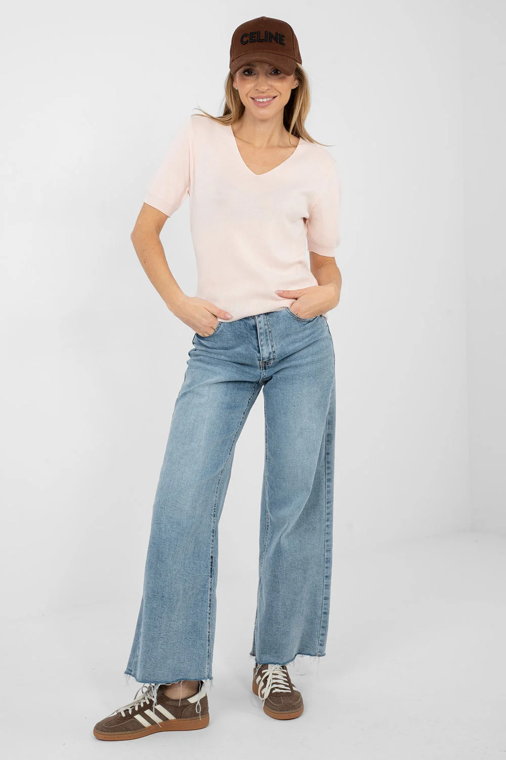 Pull à manches courtes rose – Image 2