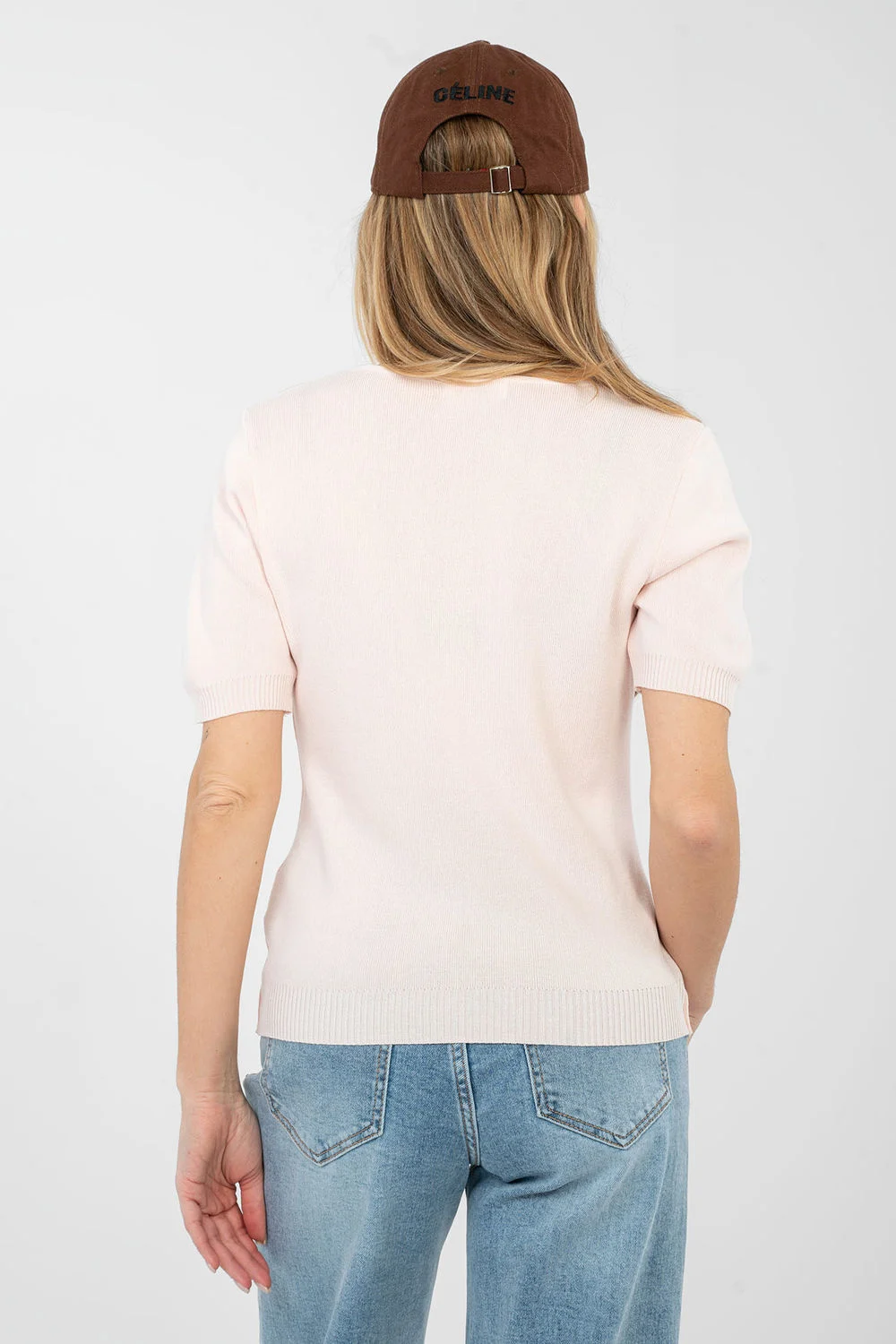 Pull à manches courtes rose – Image 3