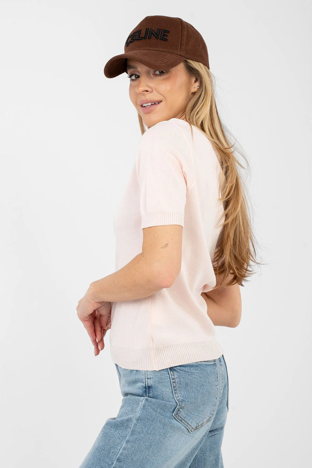 Pull à manches courtes rose – Image 4