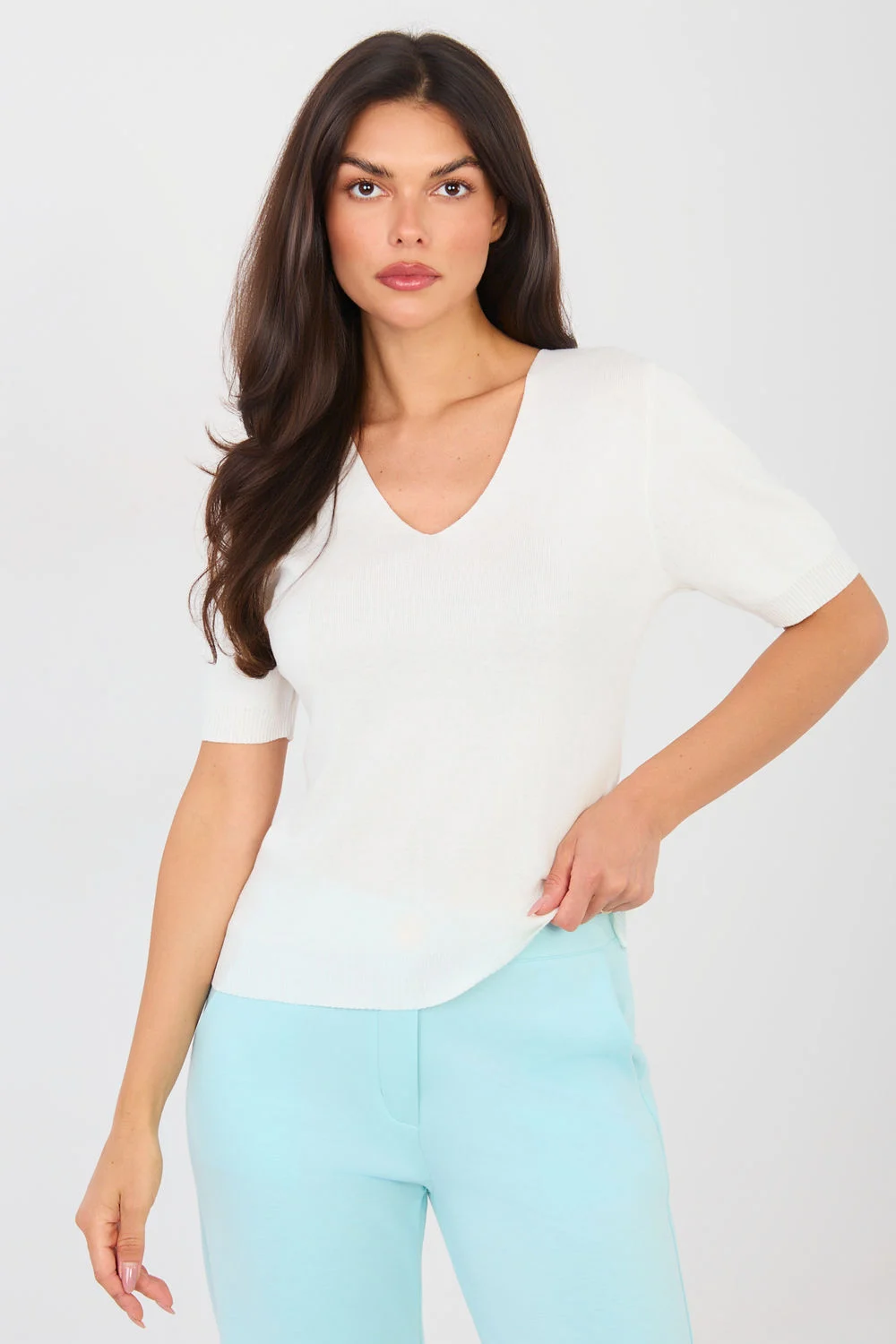 Pull à manches courtes beige