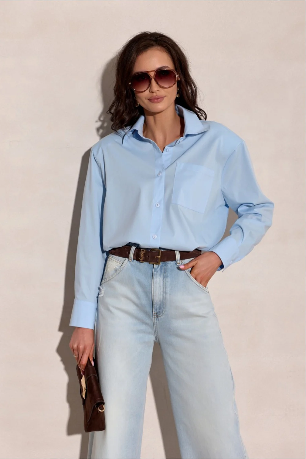 Chemise manche longue bleue