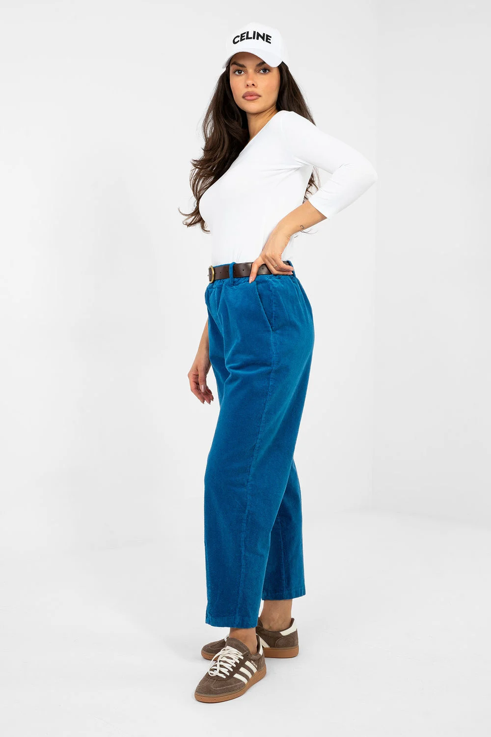 Pantalon en velours côtelé bleu – Image 2