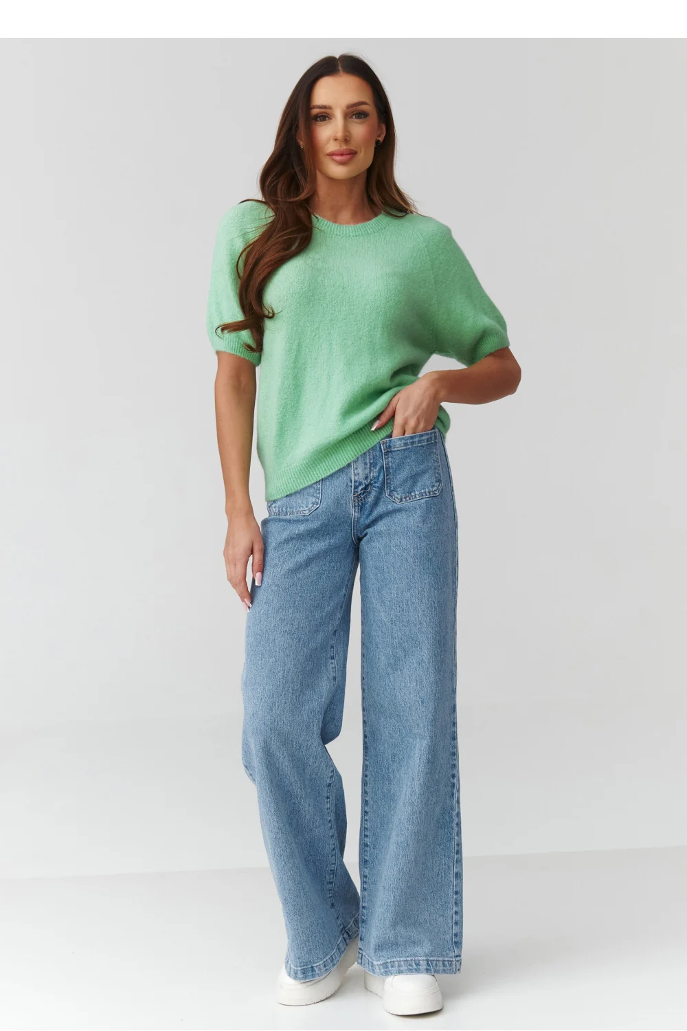 Pull à manches courtes vert – Image 2