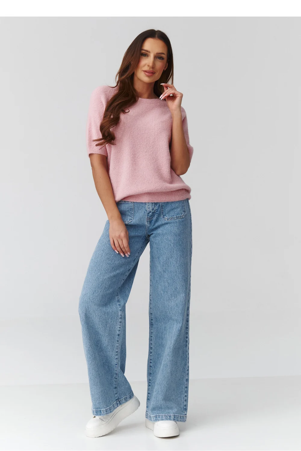 Pull à manches courtes rose – Image 2