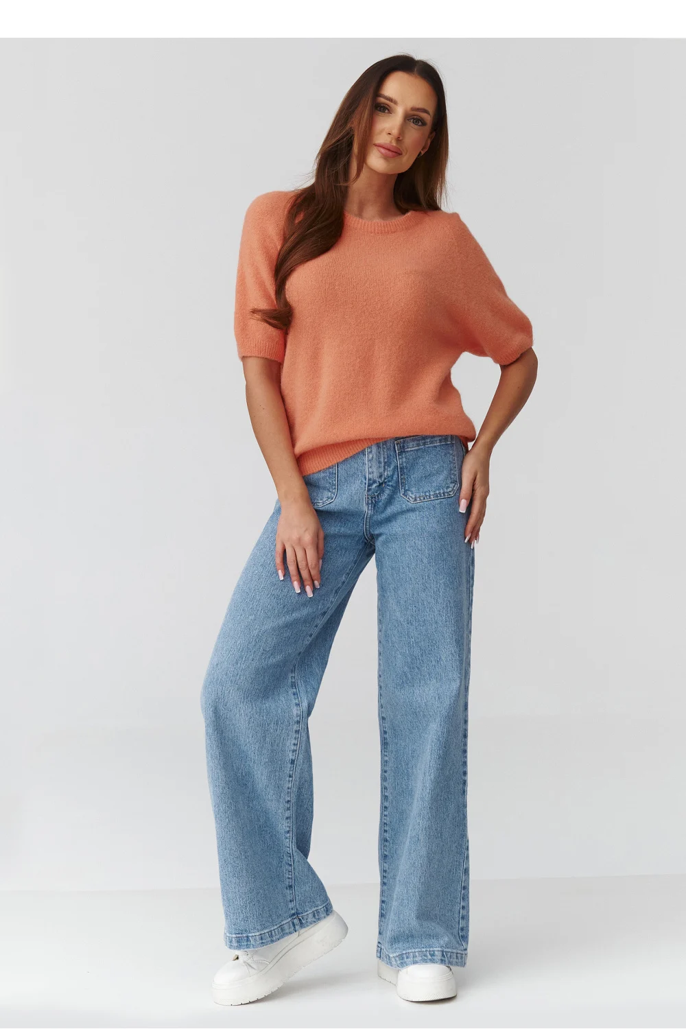 Pull à manches courtes orange – Image 2