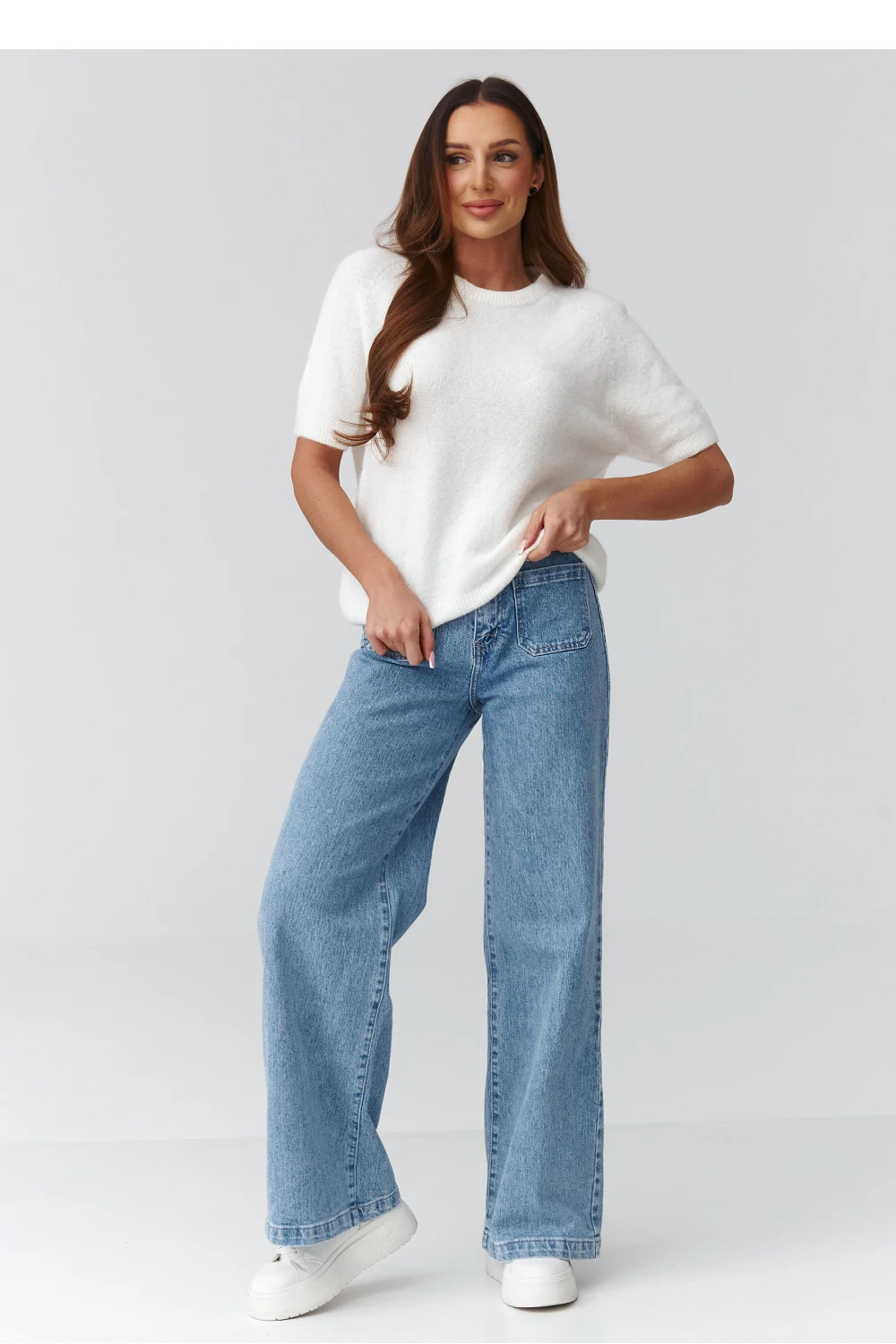 Pull à manches courtes beige – Image 2