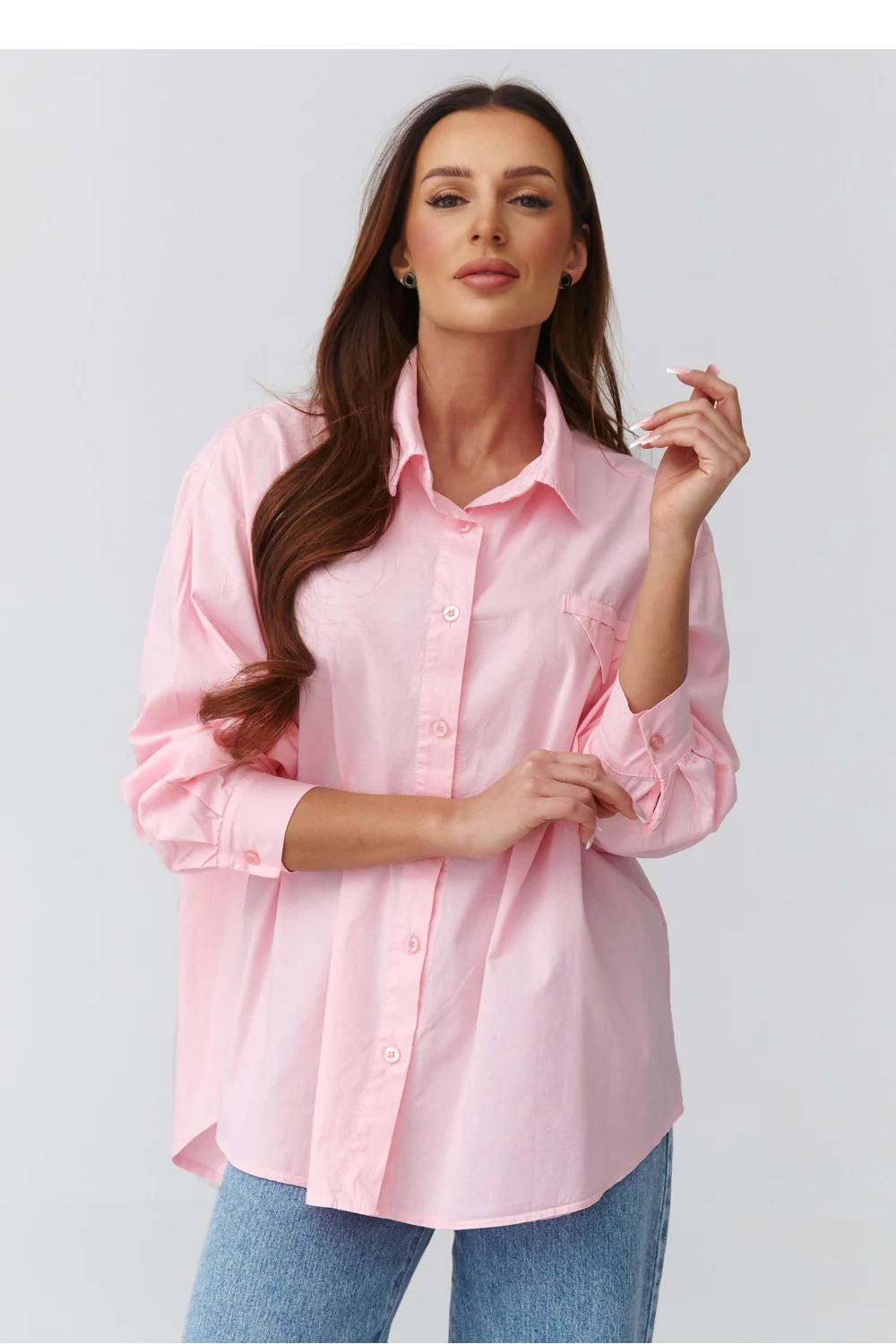 Chemise manche longue rose
