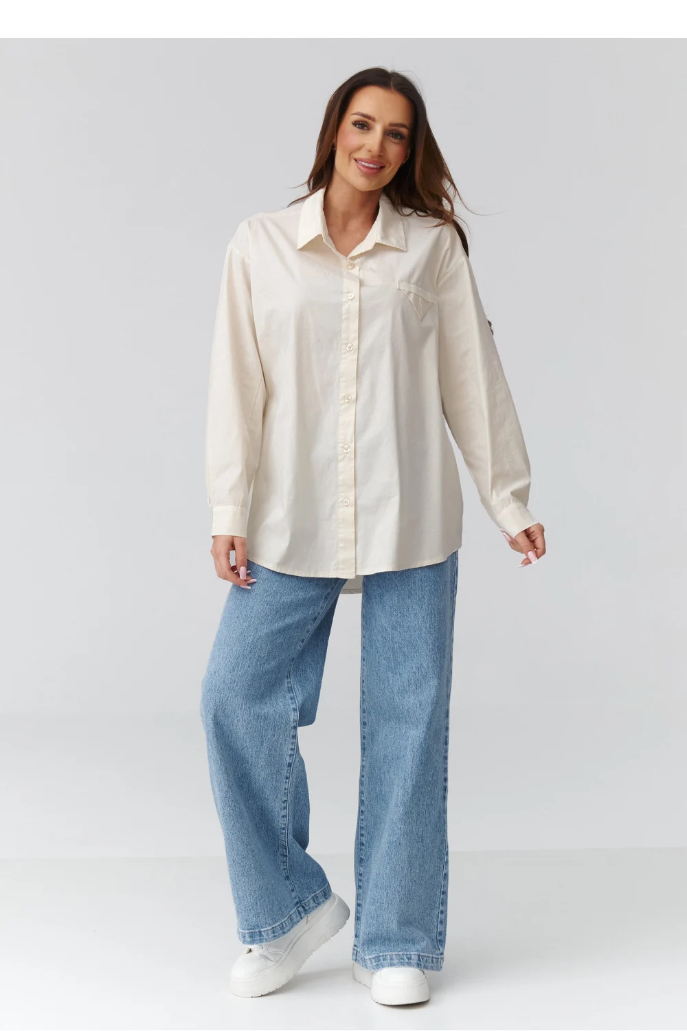 Chemise manche longue beige – Image 2