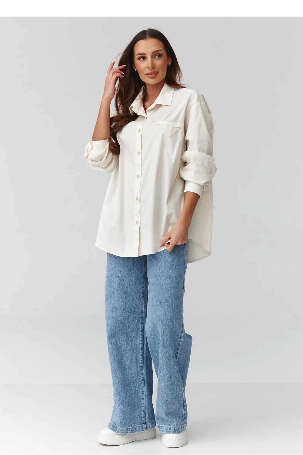 Chemise manche longue beige – Image 4