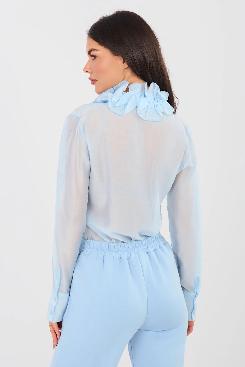 Chemise manche longue bleue – Image 3