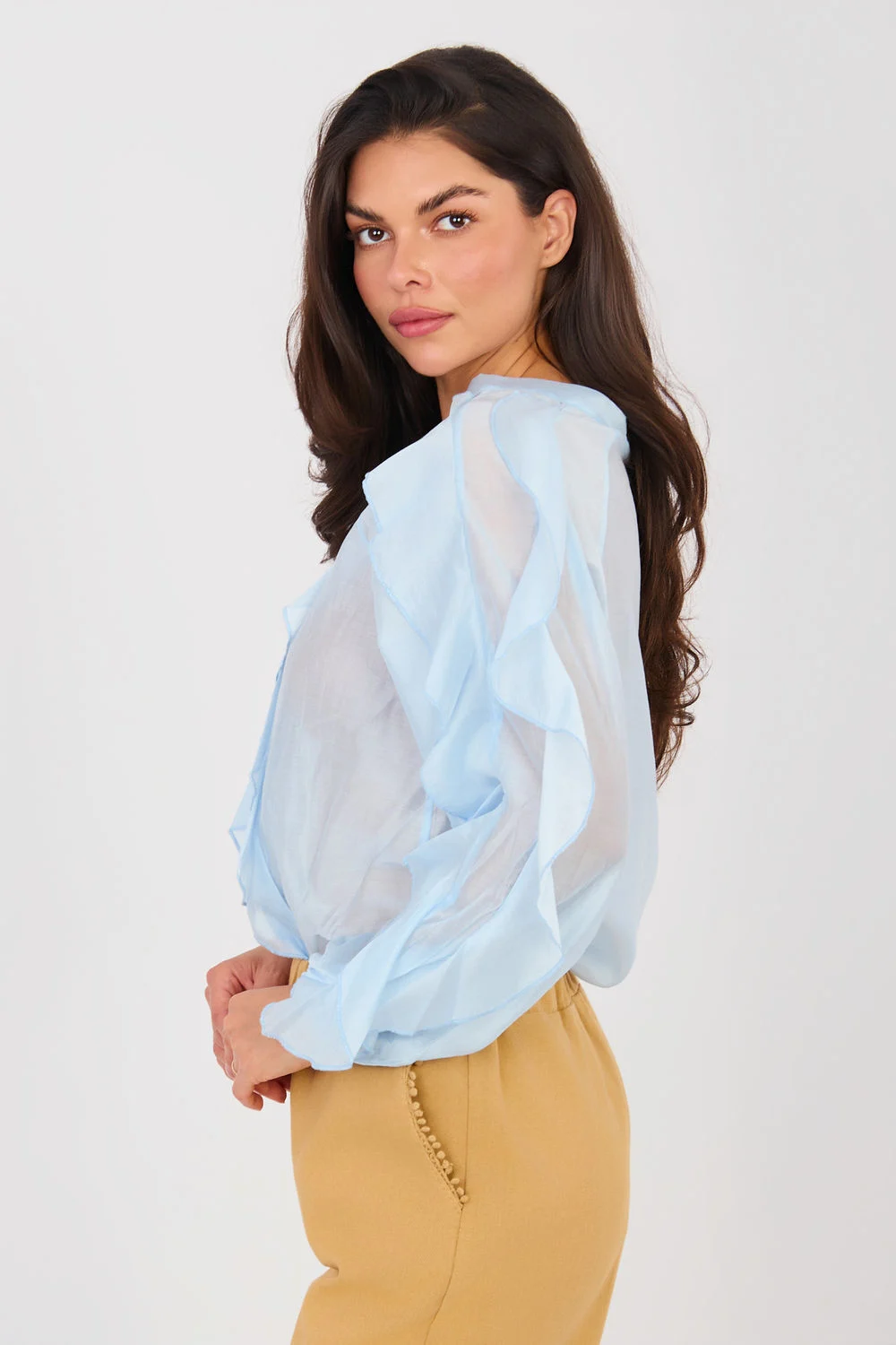 Chemise manche longue bleue – Image 2