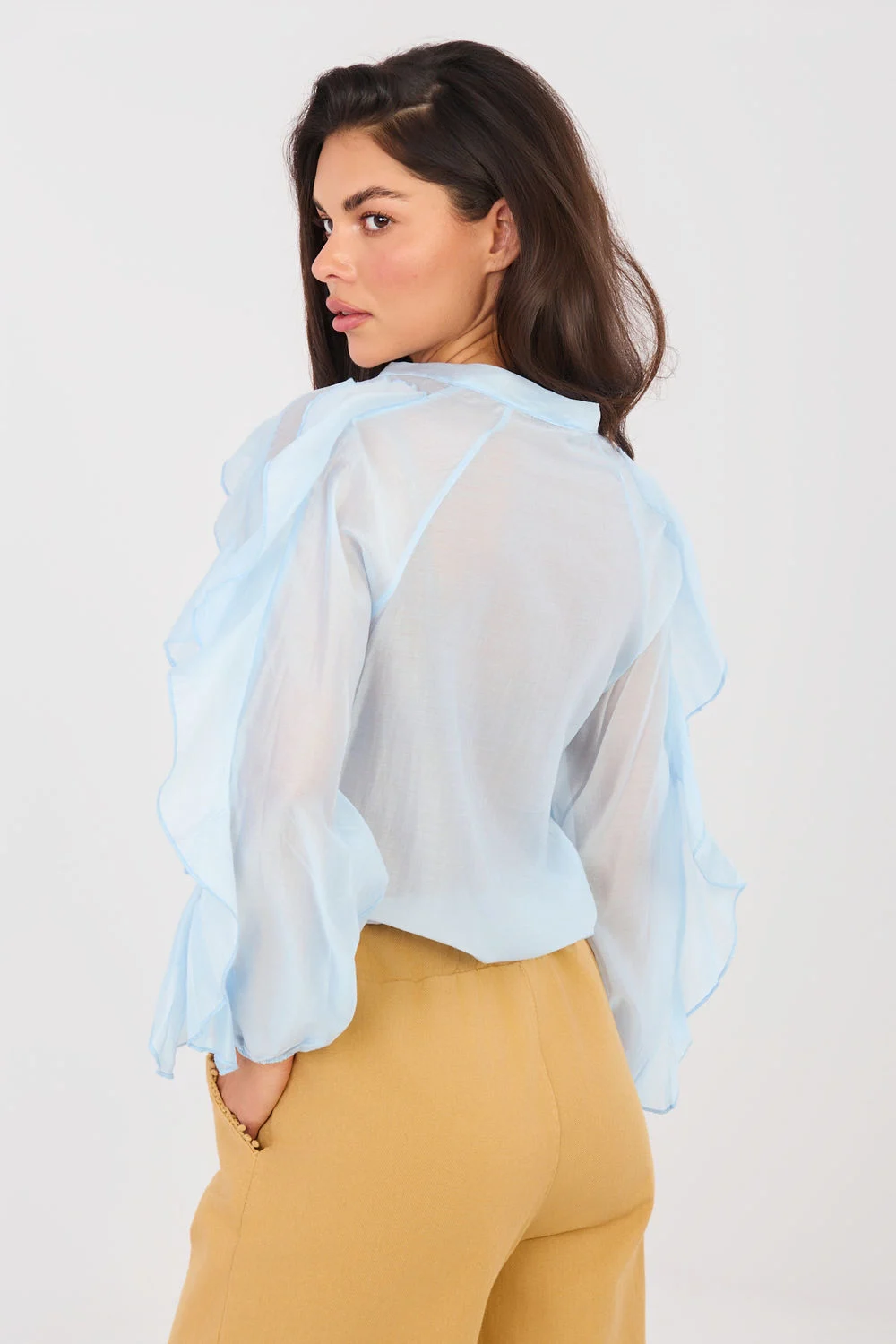 Chemise manche longue bleue – Image 3