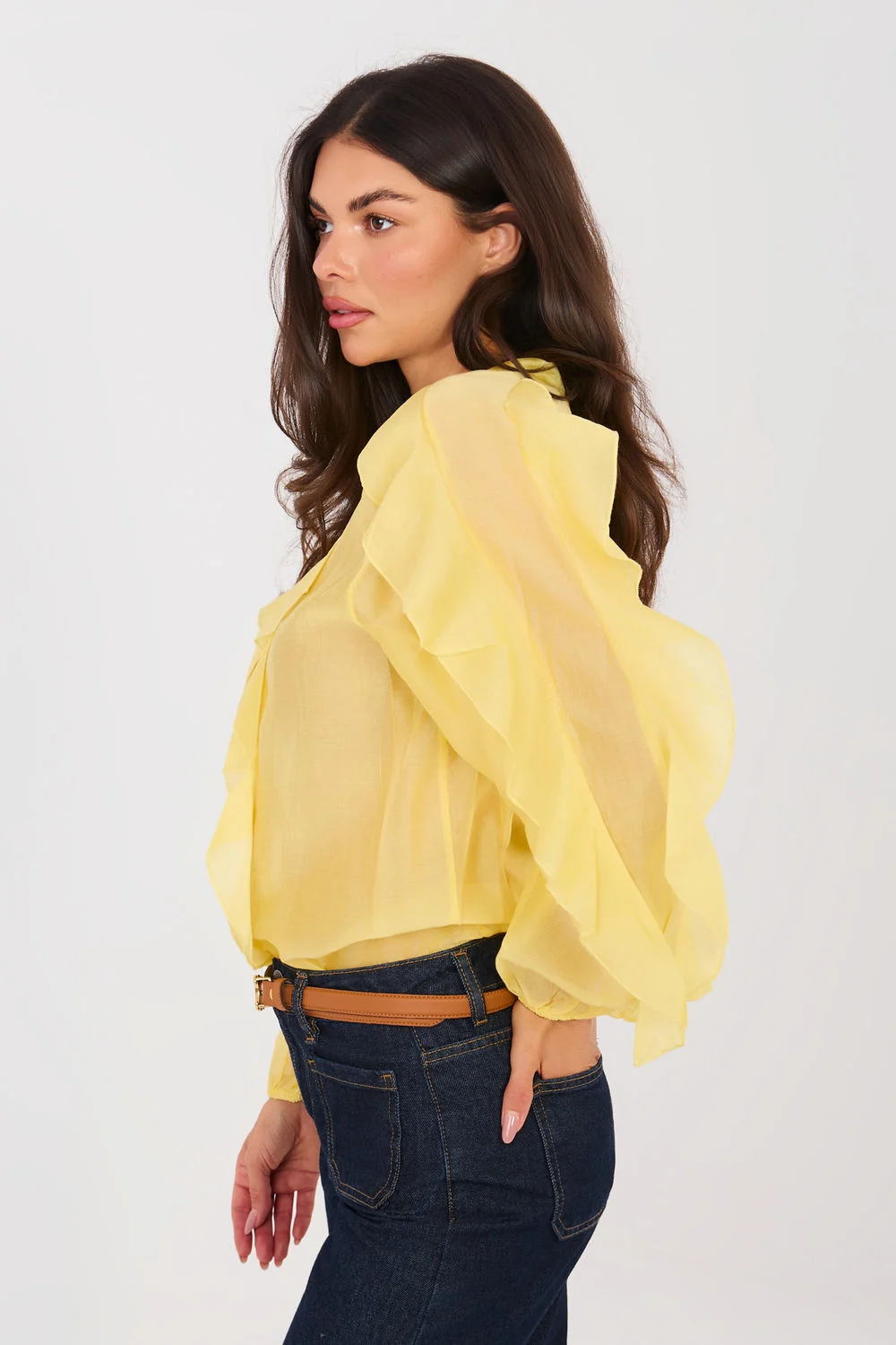 Chemise manche longue jaune – Image 2