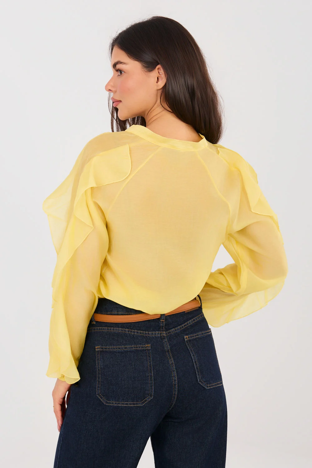 Chemise manche longue jaune – Image 3