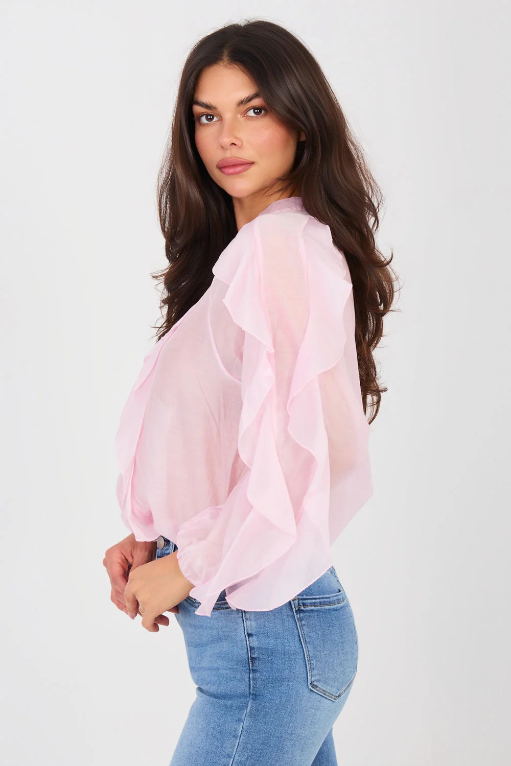 Chemise manche longue rose – Image 2