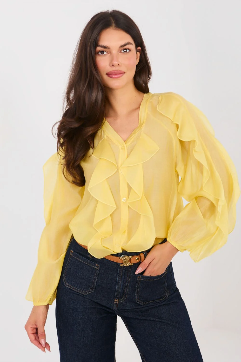 Chemise manche longue jaune – Image 4